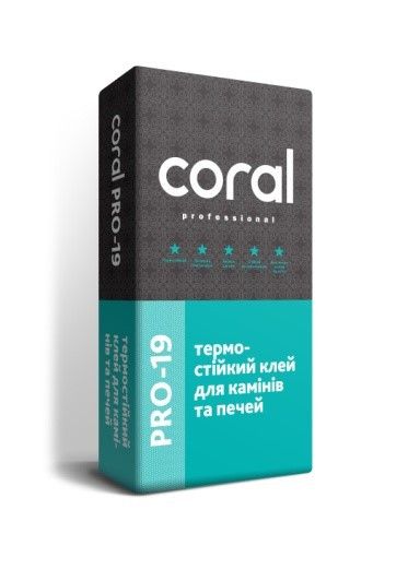 Клей термостойкий для каминов и печей Coral, PRO-19
